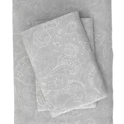Huesland Grey & White Paisley 186 TC Cotton Single Bedsheet with 1 Pillow Cover-image-15