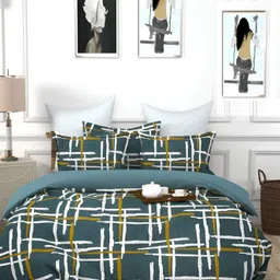 Supreme Home Collective Grey & White Microfiber 144 TC Queen Bedsheet with 2 Pillow Covers-image-21
