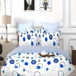 Supreme Home Collective White Abstract Microfiber 144 TC Queen Bedsheet & 2 Pillow Covers-image-17