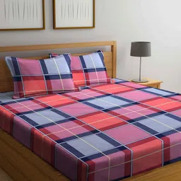 Arrabi Multicoloured Geometric 300 TC King Bedsheet with 2 Pillow Covers-picture-23