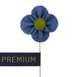 PELUCHE Unisex Blue & Green The Four Petal Classic Flower Lapel Pin image 2