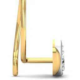 KUBERBOX Lotus 18KT Gold Diamond Studded Nose Pin-0.36 gm image 2