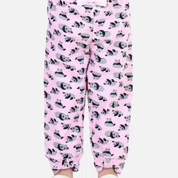 BownBee Girls Pink & Grey Printed Cotton Joggers-image-12