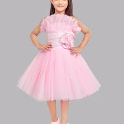 Pink Chick Girls Ruffled Tulle Net Fit & Flare Midi Dress-picture-38