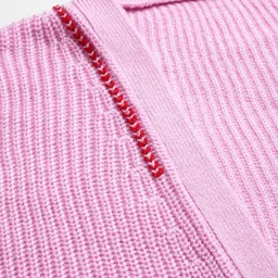 Miramor Women Pink Ribbed Cardigan with Embroidered Detail image 5