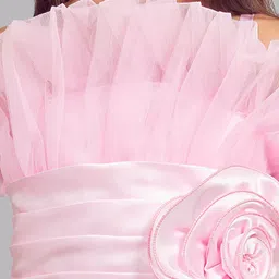 Pink Chick Girls Ruffled Tulle Net Fit & Flare Midi Dress image 3