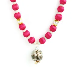AKSHARA Pink & Gold-Plated Silk Thread Necklace image 3