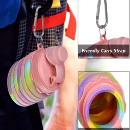 Kuber Industries Pink Printed Foldable Sipper 500ml image 2