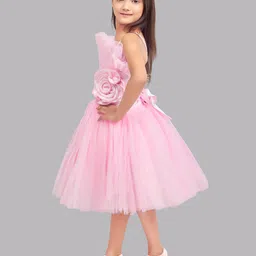 Pink Chick Girls Ruffled Tulle Net Fit & Flare Midi Dress image 5