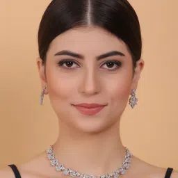 STILEADDA Elegant Pink American Diamond Sleek Necklace Set-picture-14