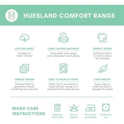 Huesland Beige & Green Floral Printed 144 TC Cotton King Bedsheet With 2 Pillow Covers image 4