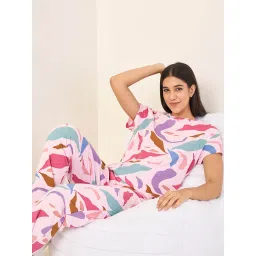 Sweet Dreams Pink Printed Regular Fit T-shirt and Pyjama image 4