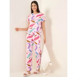 Sweet Dreams Pink Printed Regular Fit T-shirt and Pyjama image 1