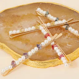 Accessorize Women Set Of 4 Pearl Coloured Chip Slides Hair Clip-picture-31