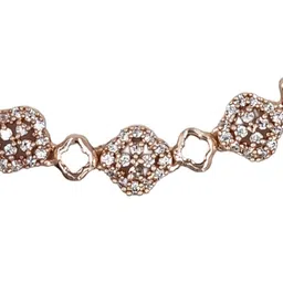 DressBerry Rose Gold-Plated American Diamond Studded Cuff Bracelet image 3