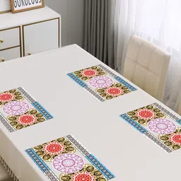 Dakshya Industries Blossom White & Green 4 Pcs Floral Printed Waterproof Table Placemats image 1