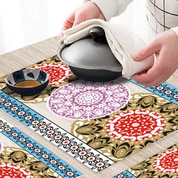 Dakshya Industries Blossom White & Green 4 Pcs Floral Printed Waterproof Table Placemats image 2