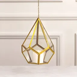 DecorTwist Beige & Transparent Terrarium Metal Hanging Planters-picture-11