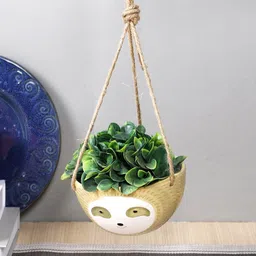 TAYHAA Beige & White Printed Hanging Ceramic Planter-picture-41