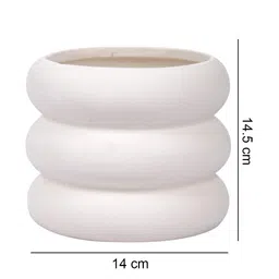 TAYHAA White Circular Disc Shaped Ceramic Planter image 5