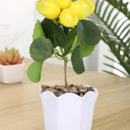 Kuber Industries Yellow & Green Artificial Lemon Bonsai Plant With Pot-picture-36