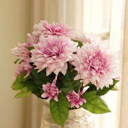 Pure Home and Living Pink & Green Dahlia Artificial Flower-picture-37