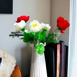 Art Street White & Red Peony Artificial Flowers-picture-0