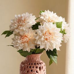 Pure Home and Living White & Green Dahlia Artificial Flower-picture-35