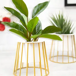 Homesake White Set Of 2 Metal Planters with Stands-image-33