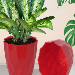 Kuber Industries Red 4 Pcs Textured Planters-picture-36