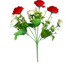 Art Street Red & White Rose Flower Without Pot image 3