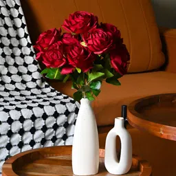 Blooming Floret Red & Green Rose Artificial Flower image 5