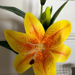 Blooming Floret Yellow & Green Lily Artificial Flower image 3