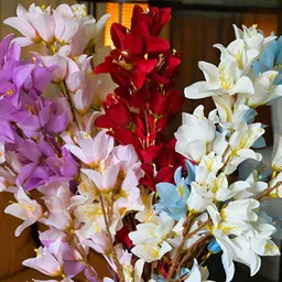 Blooming Floret White & Purple Magnolia Artificial Flower image 5