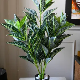 Blooming Floret Green Veined Croton Artificial Plant With Pot image 5