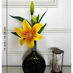Blooming Floret Yellow & Green Lily Artificial Flower image 2