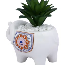 TAYHAA White & Green Aloe Vera Artificial Plant With Pot image 4
