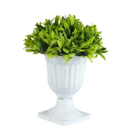 FOLIYAJ Green & White Artificial Plant Large Leaves In A Pedestal Pot image 2
