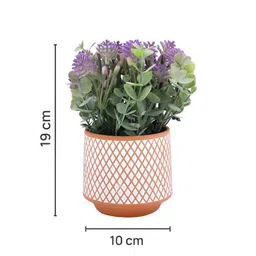 TAYHAA Purple & White Bonsai Artificial Plant With Pot image 3