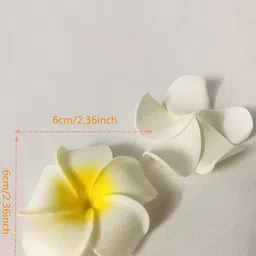 BS AMOR White & Yellow 10-Pieces Plumeria Artificial Flowers image 3