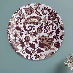 nestroots White & Brown Paisley Printed Porcelain Wall Plate-picture-33
