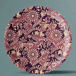 nestroots White & Red 5 Pieces Ikat Print Porcelain Wall Plate-image-19