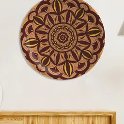 nestroots Mustard & Maroon Espresso Enchantment Wall Plate-picture-24