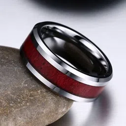 VIEN Men Silver-Plated Wood Grain Style Finger Ring-picture-38