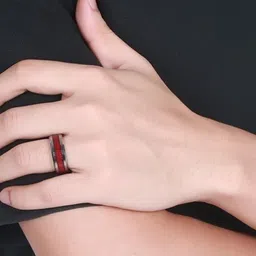 VIEN Men Silver-Plated Wood Grain Style Finger Ring image 5