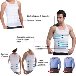 rubs Tummy Tucker Shapewear Vest for Men Slim n Fit Abdomen Compression Slimming Tummy Tucker Undershirt Shapewear Slim Body Shaper for Men (MN7 VST) image 5