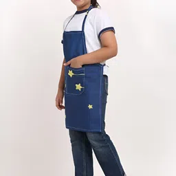Arrabi Kids Blue & Beige Printed Apron With 2 Patch Pockets image 5