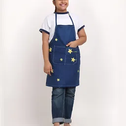 Arrabi Kids Blue & Beige Printed Apron With 2 Patch Pockets image 3
