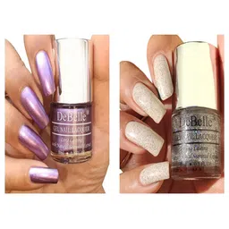 DeBelle Set of Gel Nail Polish - Chrome Wine & Shimmer Top Coat - 8ml Each image 2