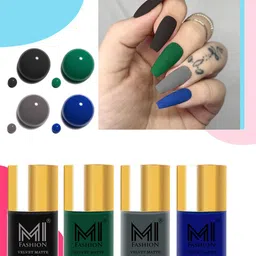 MI FASHION Set Of 4 Smooth Finish Velvet Matte High-Pigmented Nail Polish - 9.9ml Each-picture-11